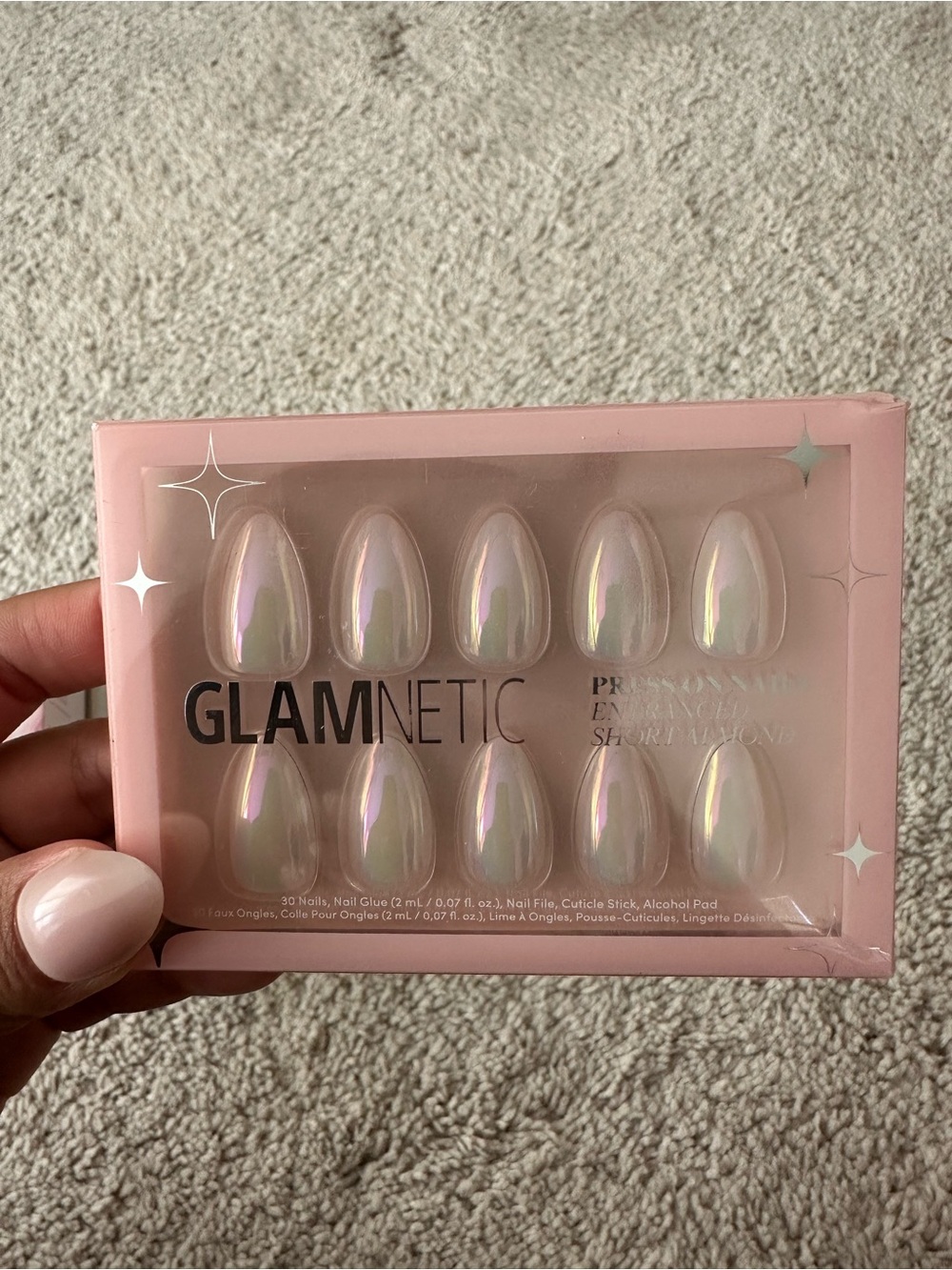 GLAMNETIC Pink Iridescent Press-On Nail Set